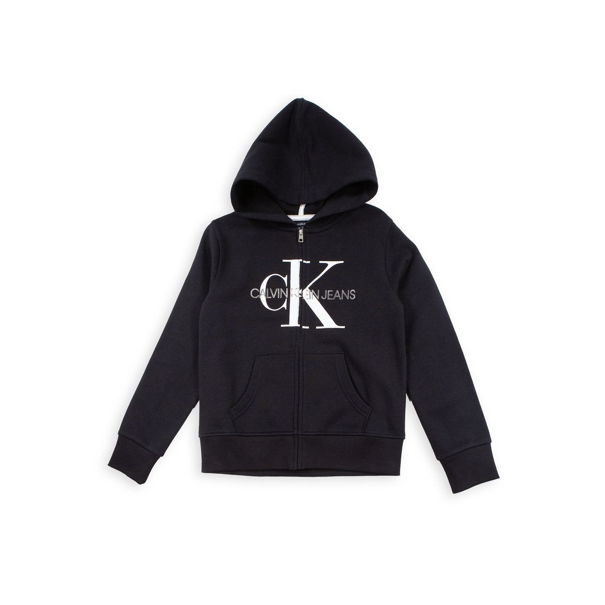 CALVIN KLEIN - Buzo negro con capota y monograma Calvin Klein