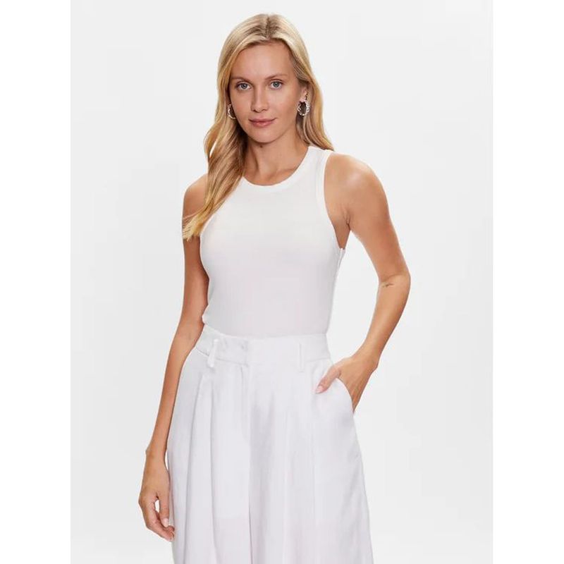 TOMMY HILFIGER - Camiseta blanca acanalada sin mangas de corte slim Tommy Hilfiger