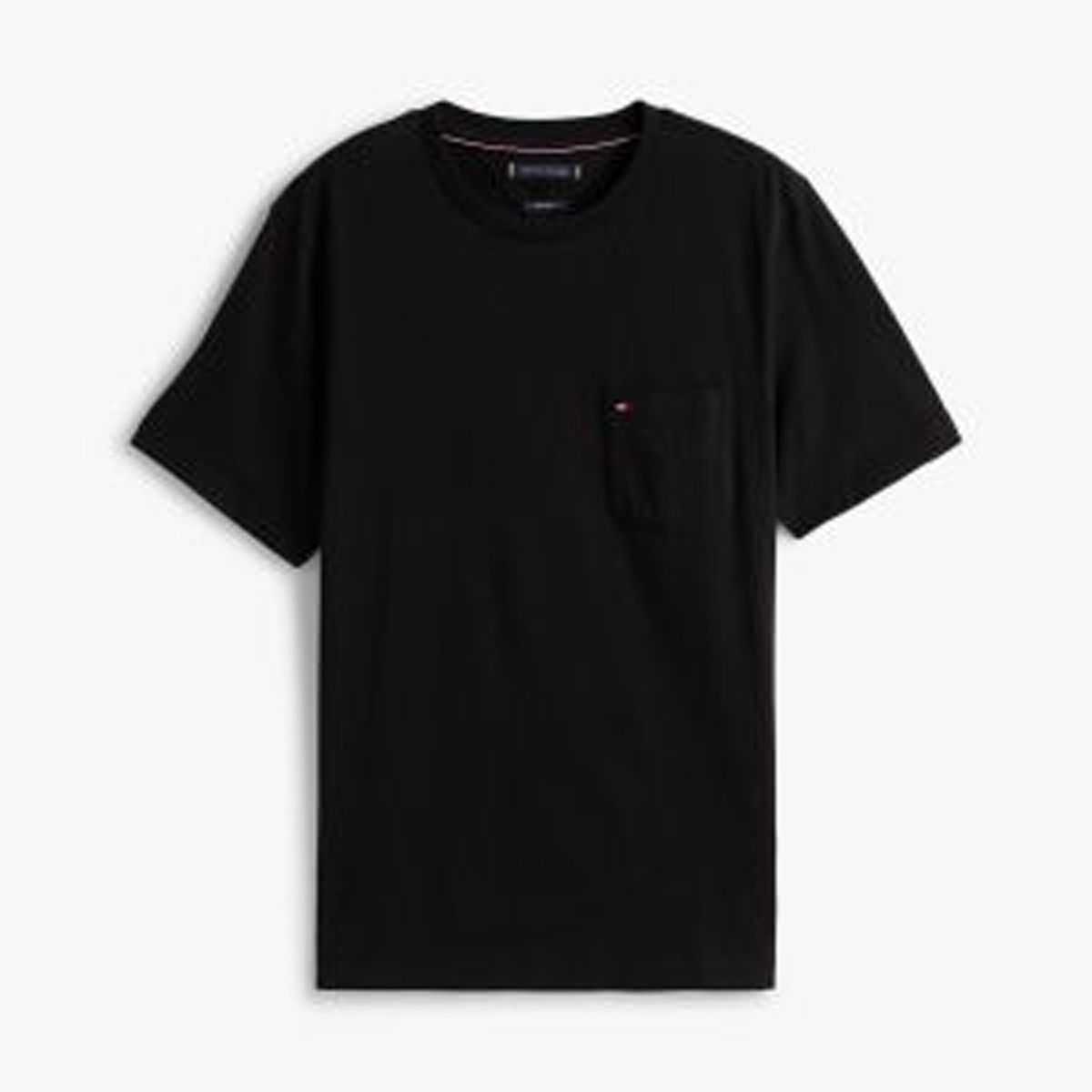 TOMMY HILFIGER - Camiseta negra de cuello redondo con bolsillo Tommy Hilfiger
