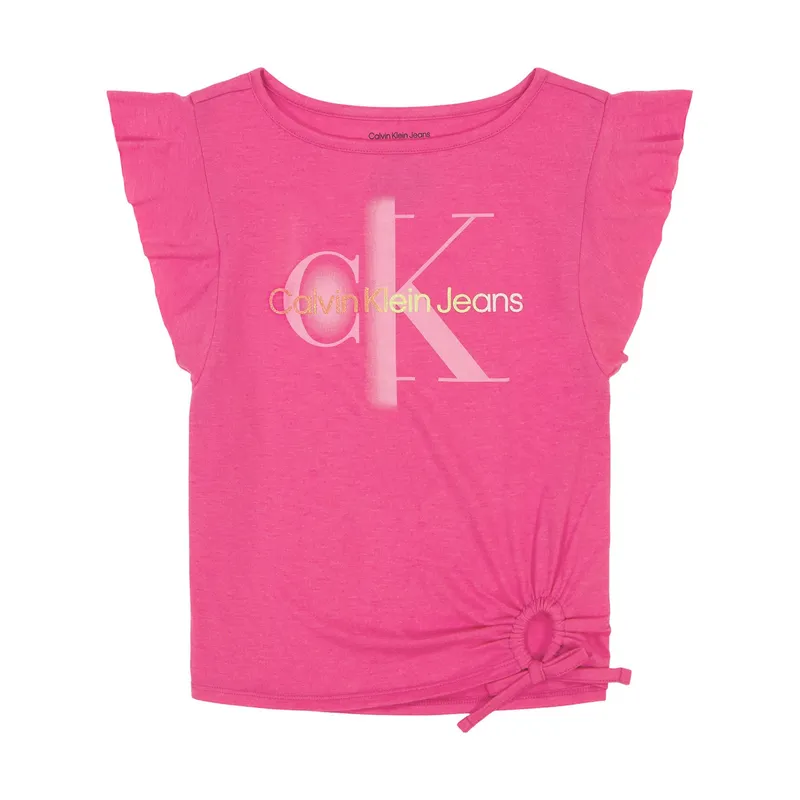 CALVIN KLEIN - Camiseta rosa para niña con detalle de lazo Calvin Klein