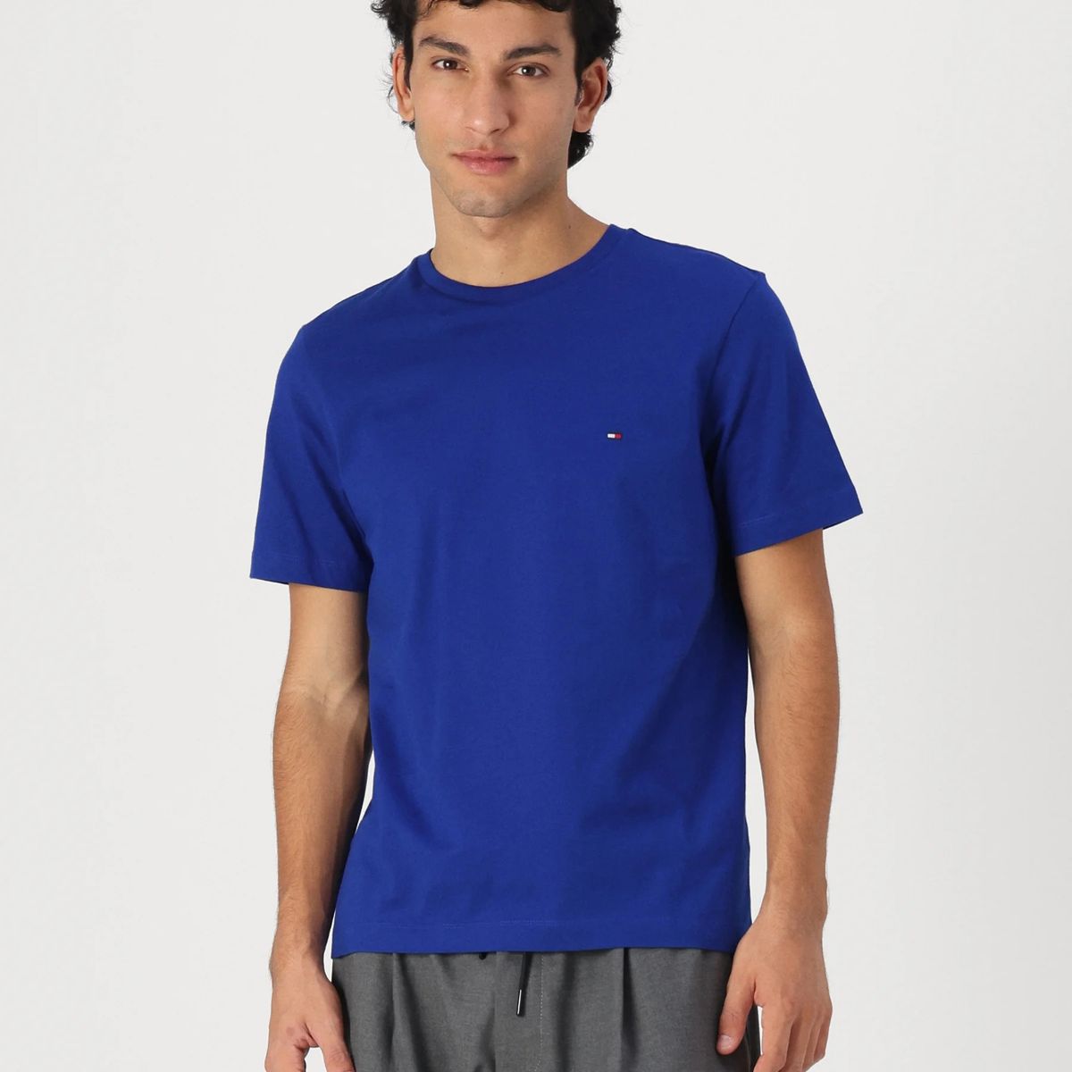 TOMMY HILFIGER - Camiseta azul essential con logo Tommy Hilfiger