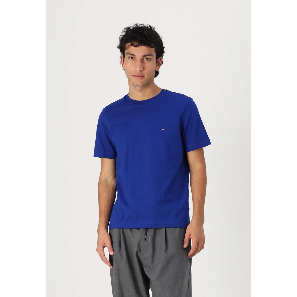 TOMMY HILFIGER - Camiseta azul essential con logo Tommy Hilfiger