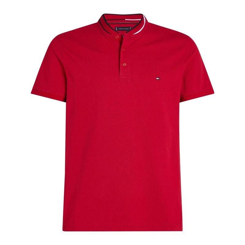 TOMMY HILFIGER - Polo rojo de cuello MAO de corte slim Tommy Hilfiger