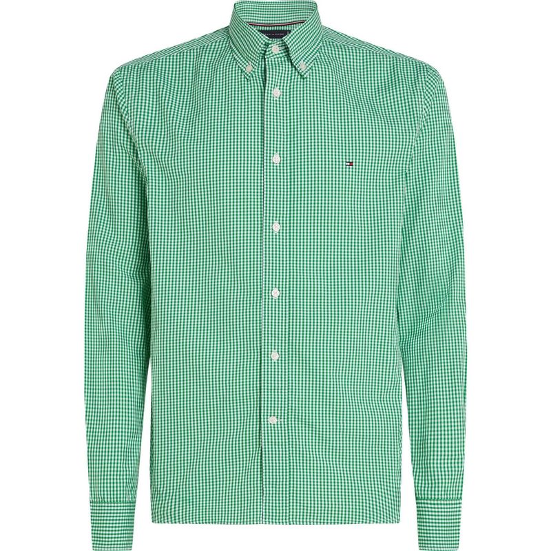 TOMMY HILFIGER - Camisa verde TH Flex regular de cuadros vichy Tommy Hilfiger