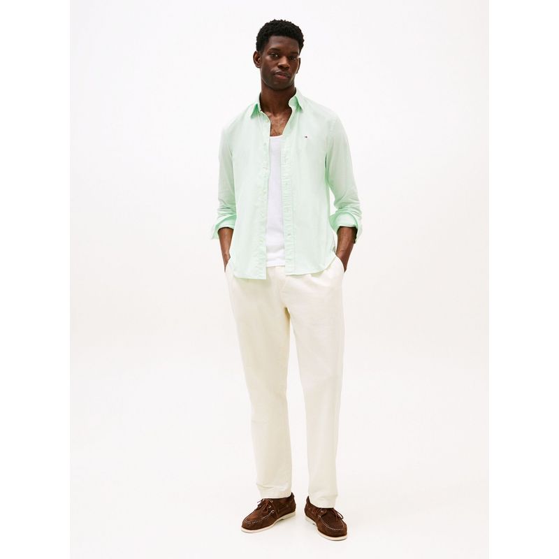 TOMMY HILFIGER - Camisa verde TH Flex regular de popelín Tommy Hilfiger