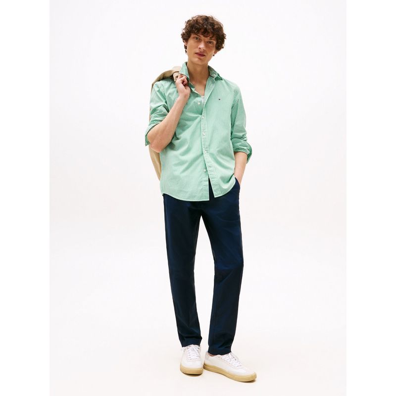 TOMMY HILFIGER - Camisa verde TH Flex regular de rayas Tommy Hilfiger