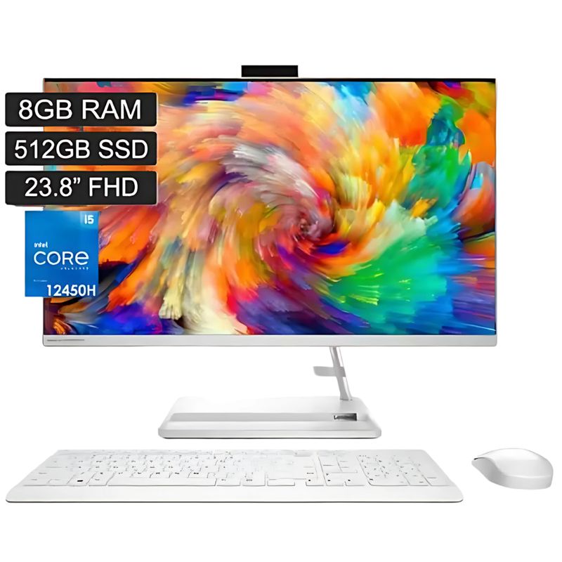 LENOVO - AIO LENOVO 3 24IAP7  INTEL CORE I5-12450H  SSD 512GB DDR4 8GB  23.8  BLANCO  LINUX