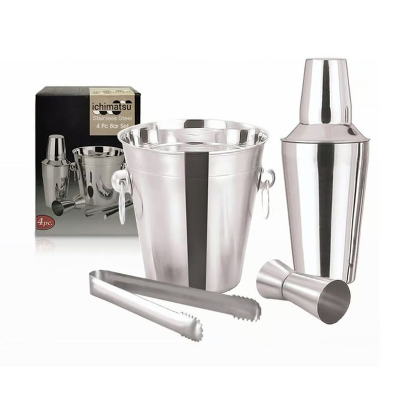 GENERICO - Kit Bartender Bar 4 Piezas Hielera Pequeña Coctelera 16 Oz