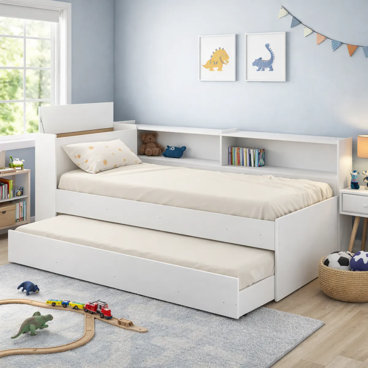 GENERICO - Cama Tipo Loft Moderno Multifuncional Infantil en Tono Blanco