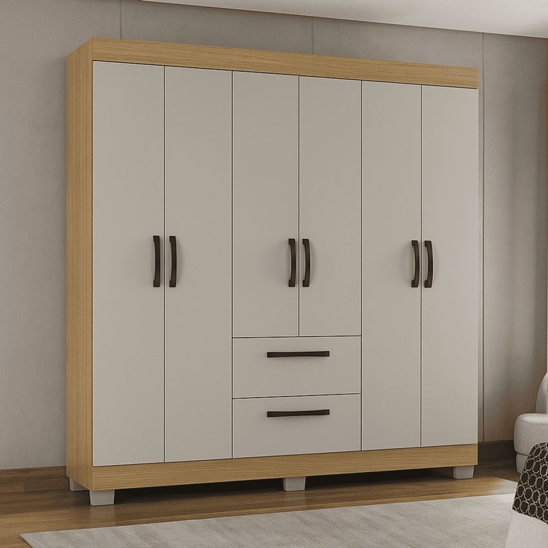 GENERICO - Clóset de 6 Puertas 164x188  Color Damasco Off White