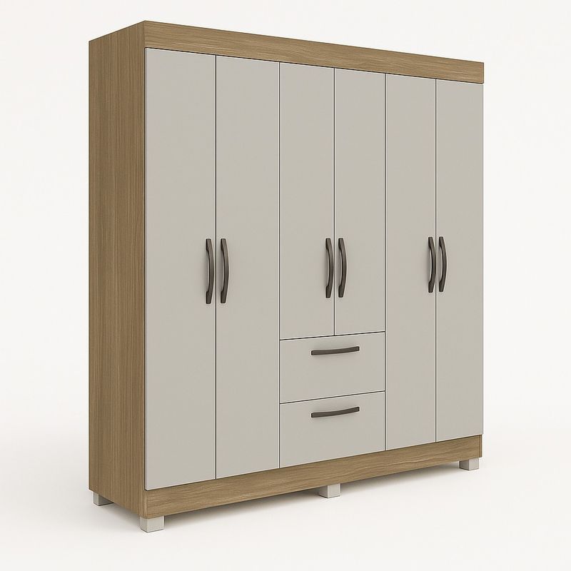 GENERICO - Closet 6 puertas 2 cajones moderno amplio 188x164x47 cm diseño elegante castaño