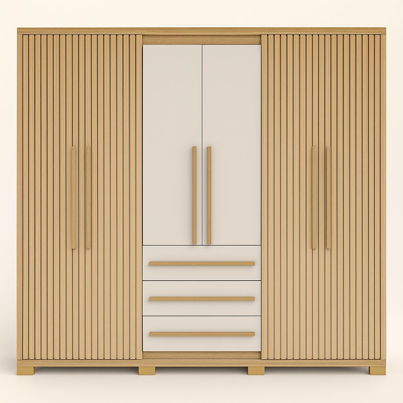 GENERICO - Clóset Grande 6 Puertas 210 cm con Textura Acanalada