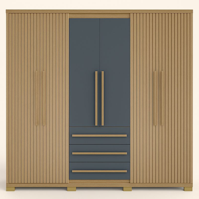 GENERICO - Closet 6 puertas 3 cajones 210x212 cm moderno madera y gris