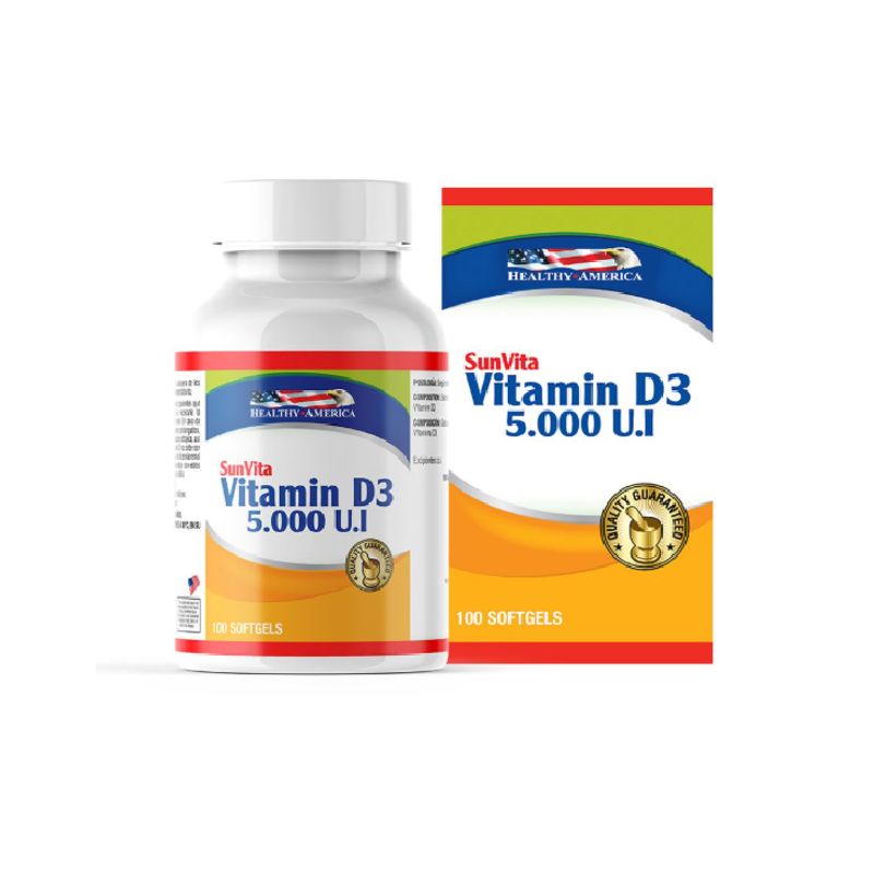 HEALTHY AMERICA - VITAMINA D3 5000 I.U. X 100 CAPSULAS BLANDAS