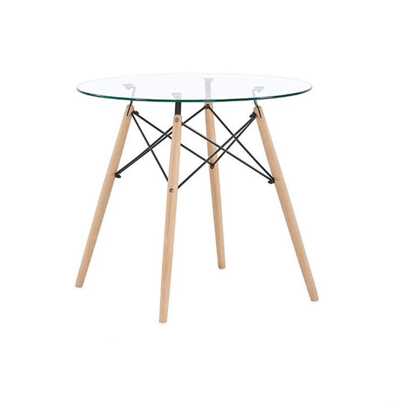 GENERICO - Mesa Redonda Eames con Tapa de Cristal 80cm COLOR TRANSPARENTE