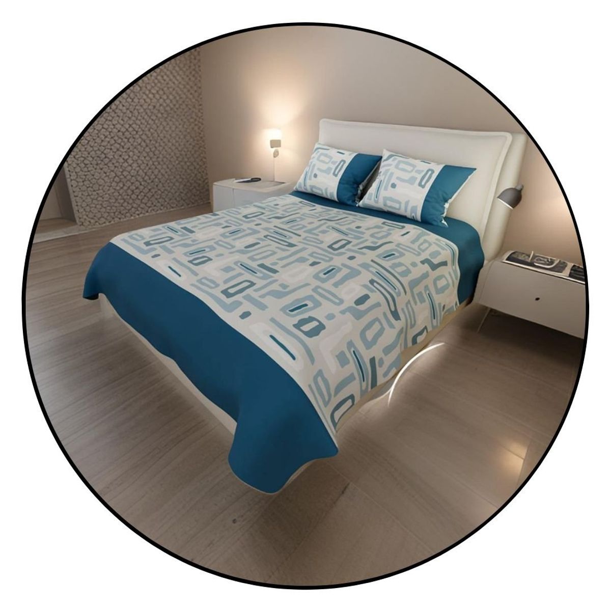 ELEGANT - Juego Sábanas Cama Doble Algodón 250 Hilos Estampado Sútil + 2 Fundas