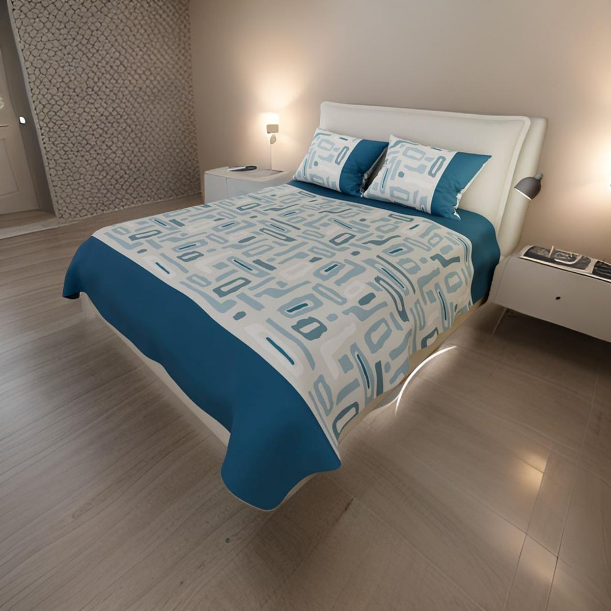 ELEGANT - Juego Sábanas Cama Doble Algodón 250 Hilos Estampado Sútil + 2 Fundas