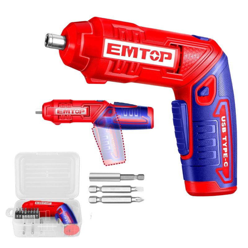  - ATORNILLADOR INALAMBRICO 4V ESCUALIZABLE + 19PCS SIN CARGADOR EMTOP
