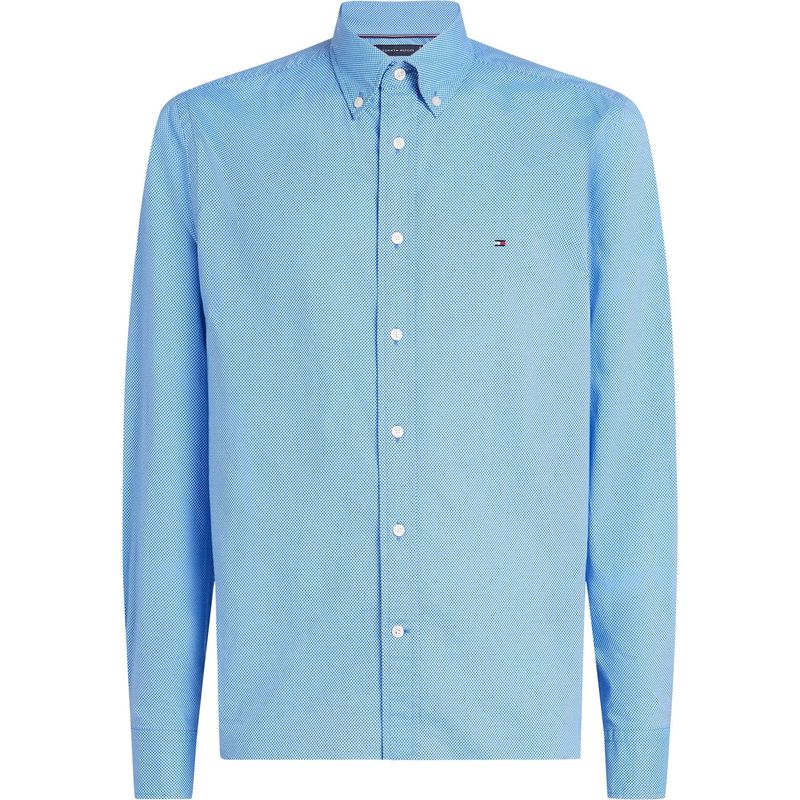 TOMMY HILFIGER - Camisa Azul solida poplin de corte regular Tommy Hilfiger