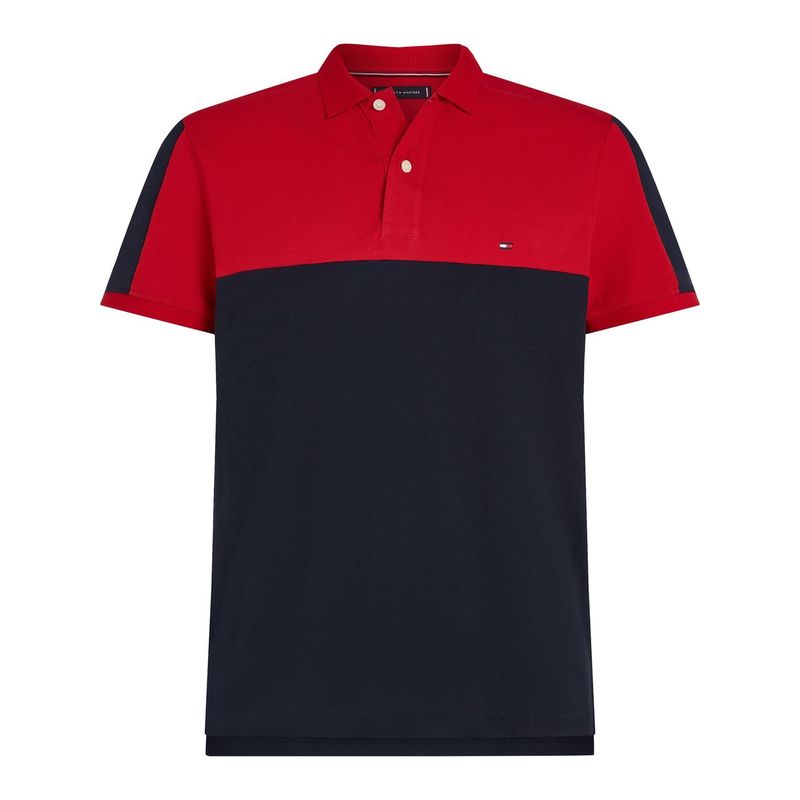 TOMMY HILFIGER - Polo azul de corte regular con diseño color block Tommy Hilfiger