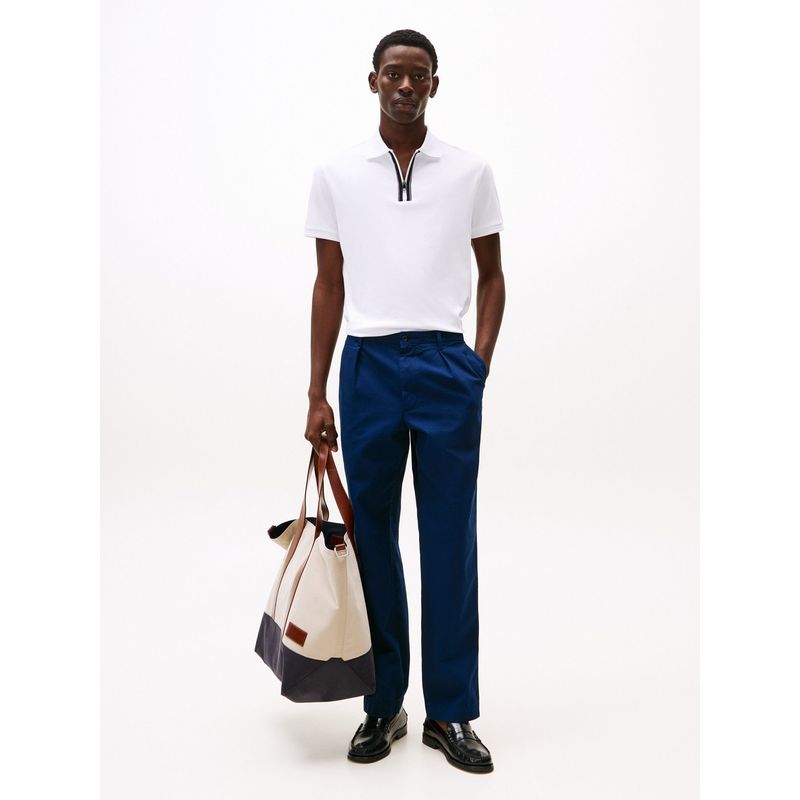 TOMMY HILFIGER - Polo blanco de corte regular con cremallera Tommy Hilfiger