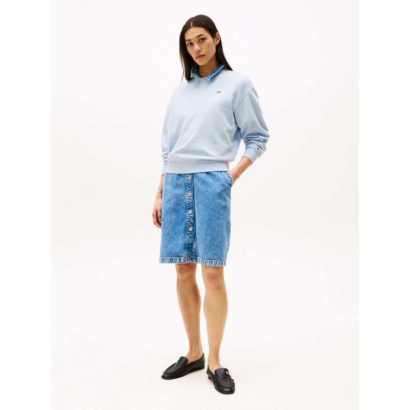 TOMMY HILFIGER - Buzo celeste con logo a contraste bordado Tommy Hilfiger
