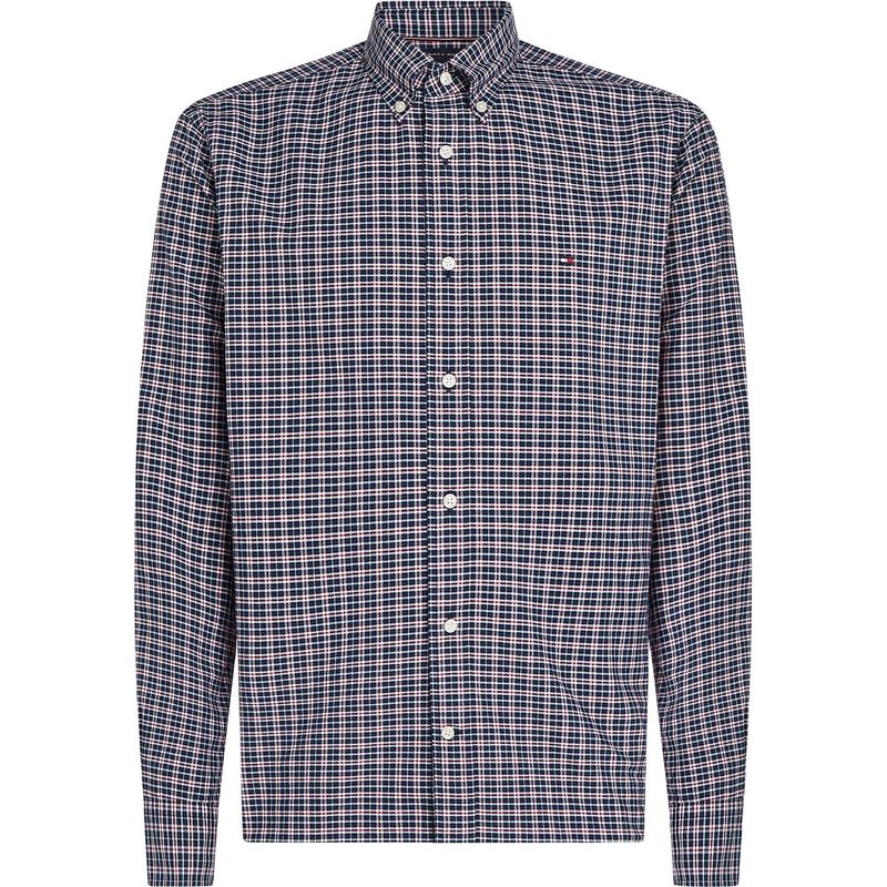 TOMMY HILFIGER - Camisa azul oscuro heritage oxford de cuadros de corte regular Tommy Hilfiger