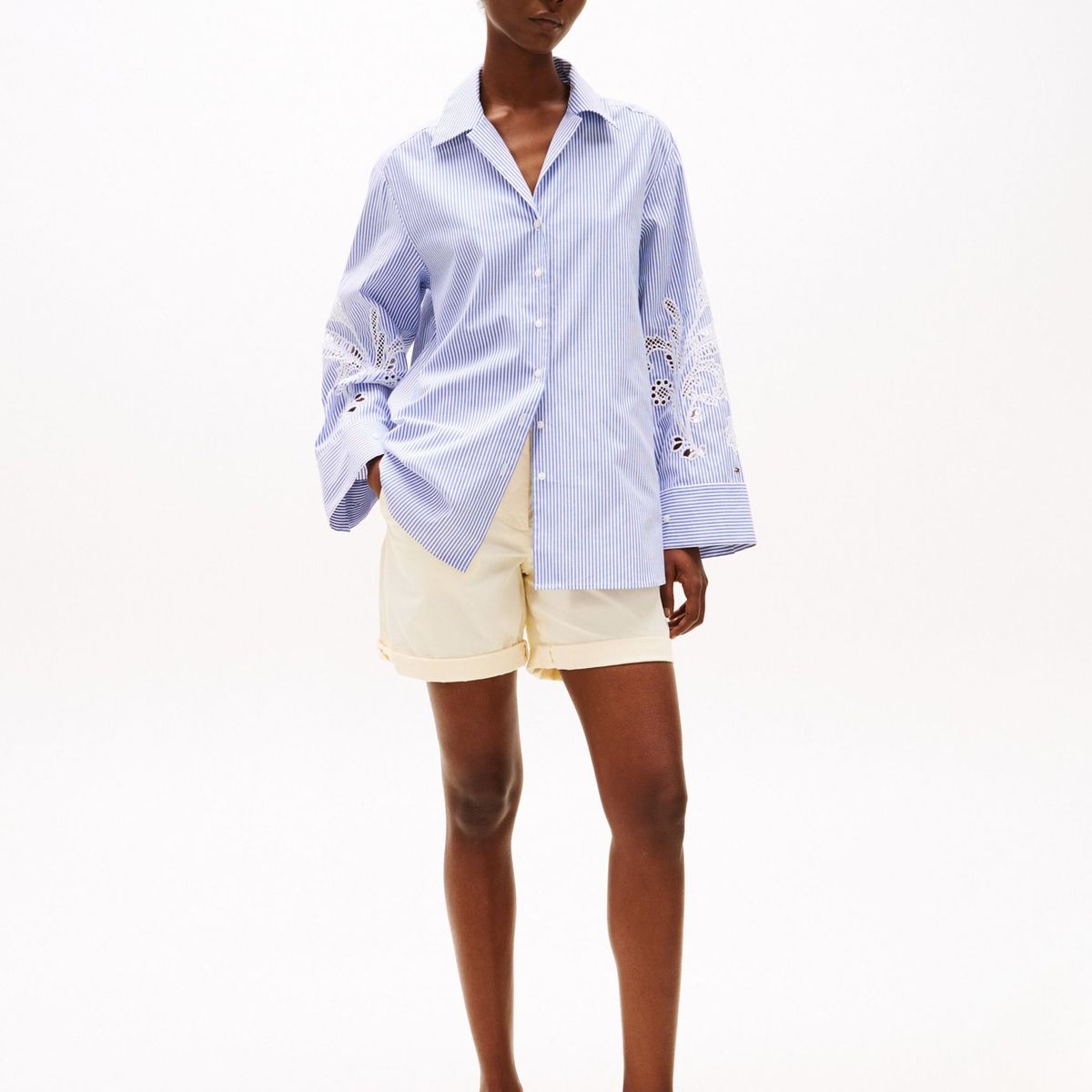 TOMMY HILFIGER - Bermudas blanco chino Mom con vuelta Tommy Hilfiger