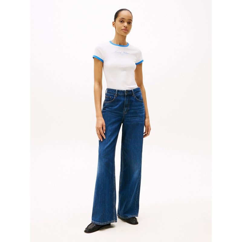 TOMMY HILFIGER - Camiseta blanca slim con logo bordado Tommy Hilfiger
