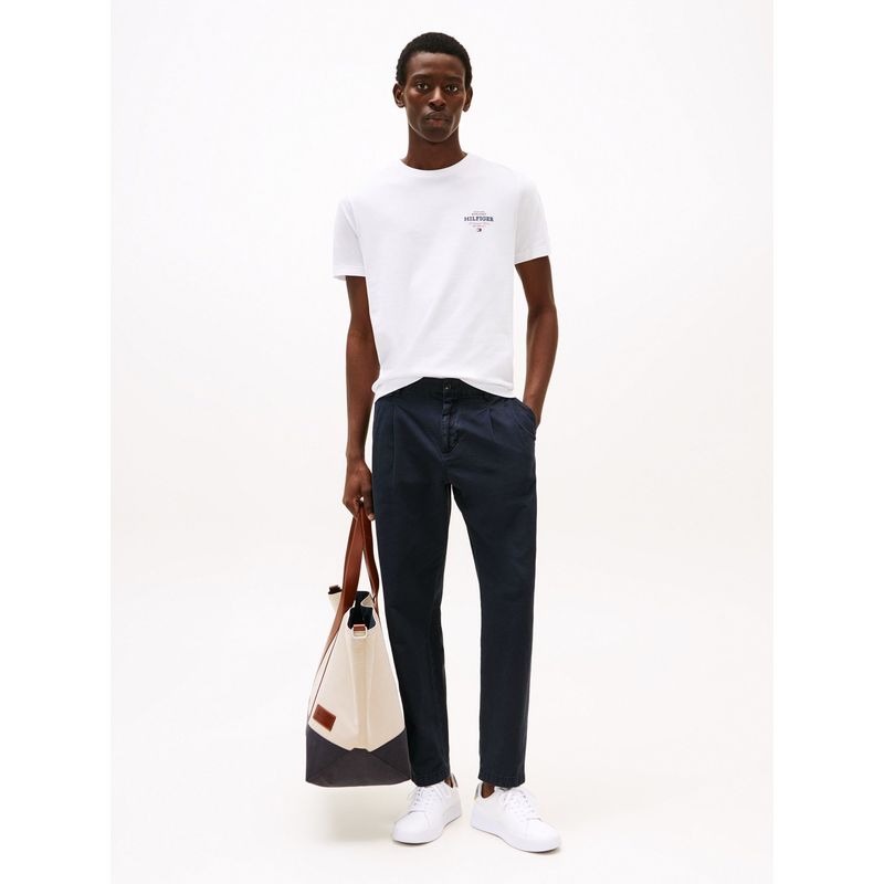 TOMMY HILFIGER - Camiseta blanca de cuello redondo con logo Tommy Hilfiger