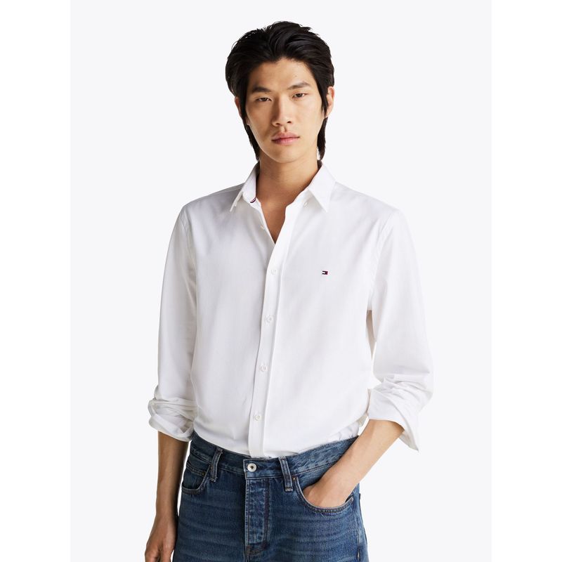 TOMMY HILFIGER - Camisa blanca solida de corte slim Tommy Hilfiger