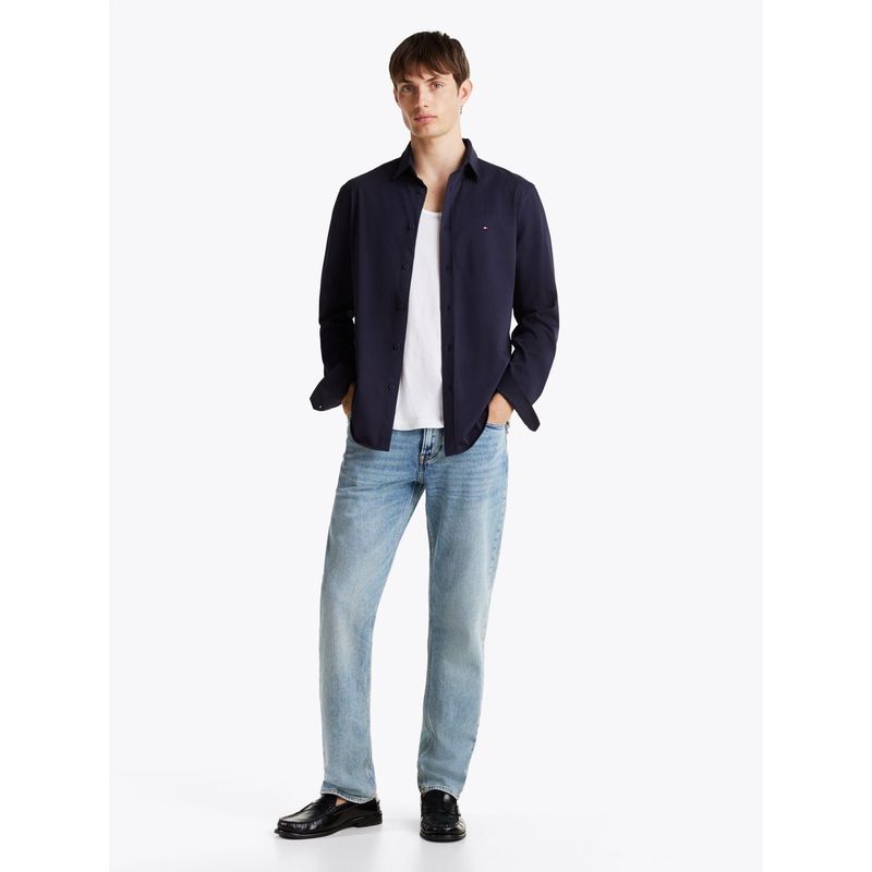 TOMMY HILFIGER - Camisa azul solida de corte slim Tommy Hilfiger