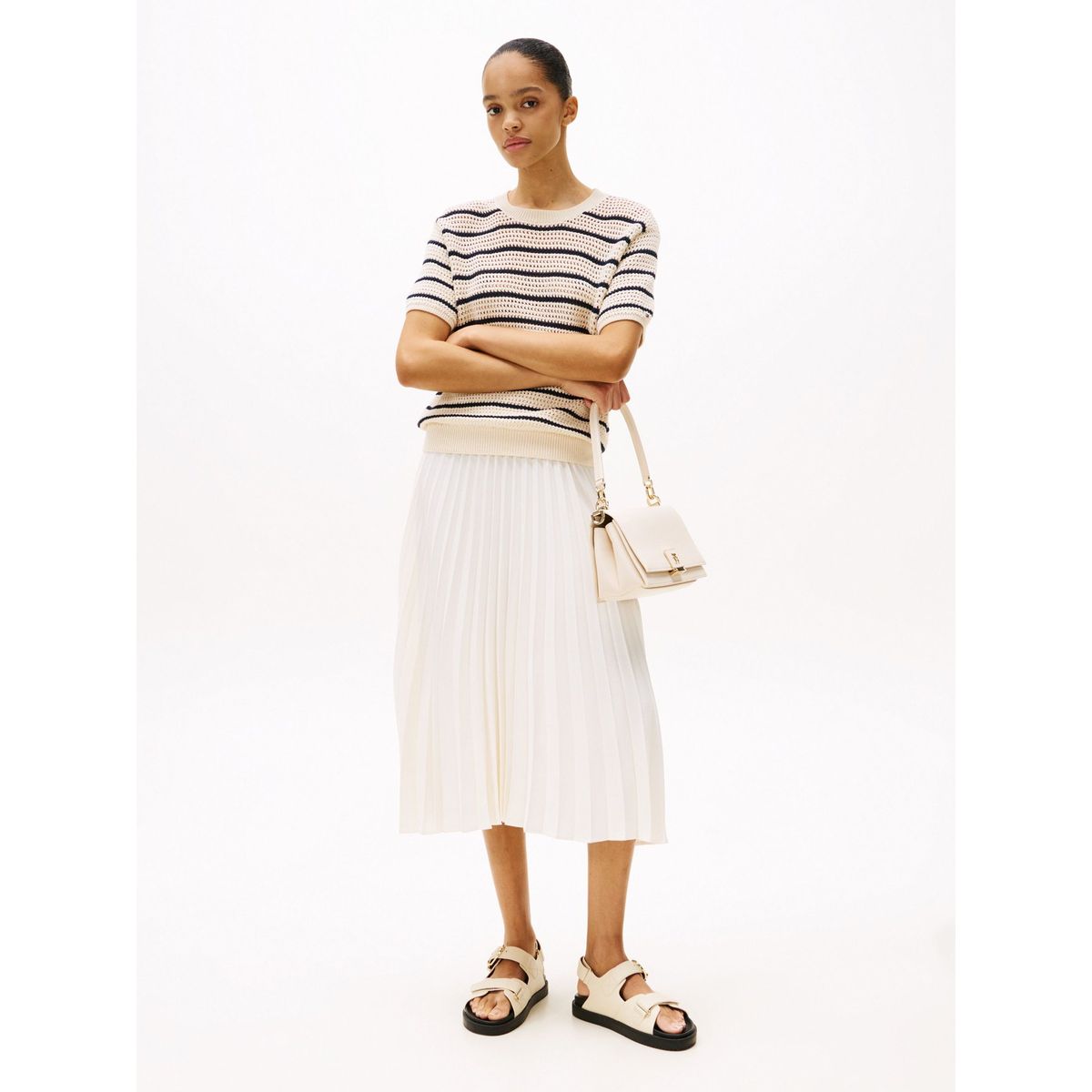 TOMMY HILFIGER - Saco De Rayas tejido de croché con punto Pointelle Tommy Hilfiger