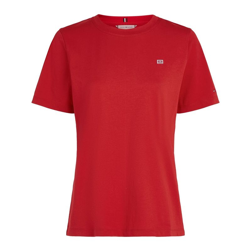 TOMMY HILFIGER - Camiseta roja con logo a contraste Tommy Hilfiger
