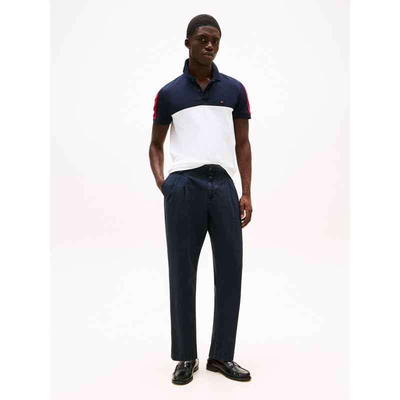 TOMMY HILFIGER - Polo blanco de corte regular con diseño color block Tommy Hilfiger