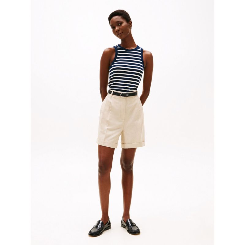 TOMMY HILFIGER - Camiseta azul oscuro acanalada sin mangas de corte slim Tommy Hilfiger