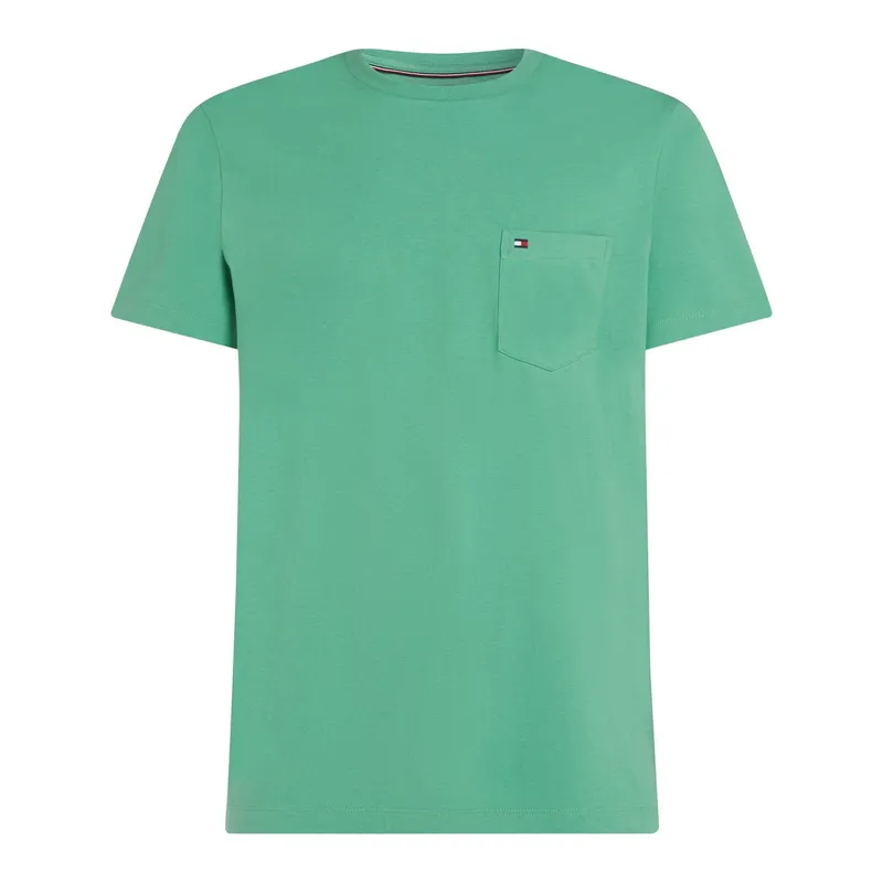 TOMMY HILFIGER - Camiseta verde de cuello redondo con bolsillo Tommy Hilfiger