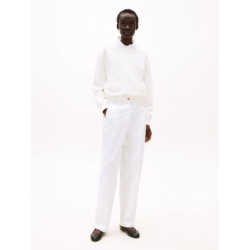 TOMMY HILFIGER - Buzo blanco con logo a contraste bordado Tommy Hilfiger