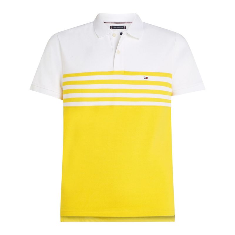 TOMMY HILFIGER - Polo amarillo con diseño color block de corte regular Tommy Hilfiger