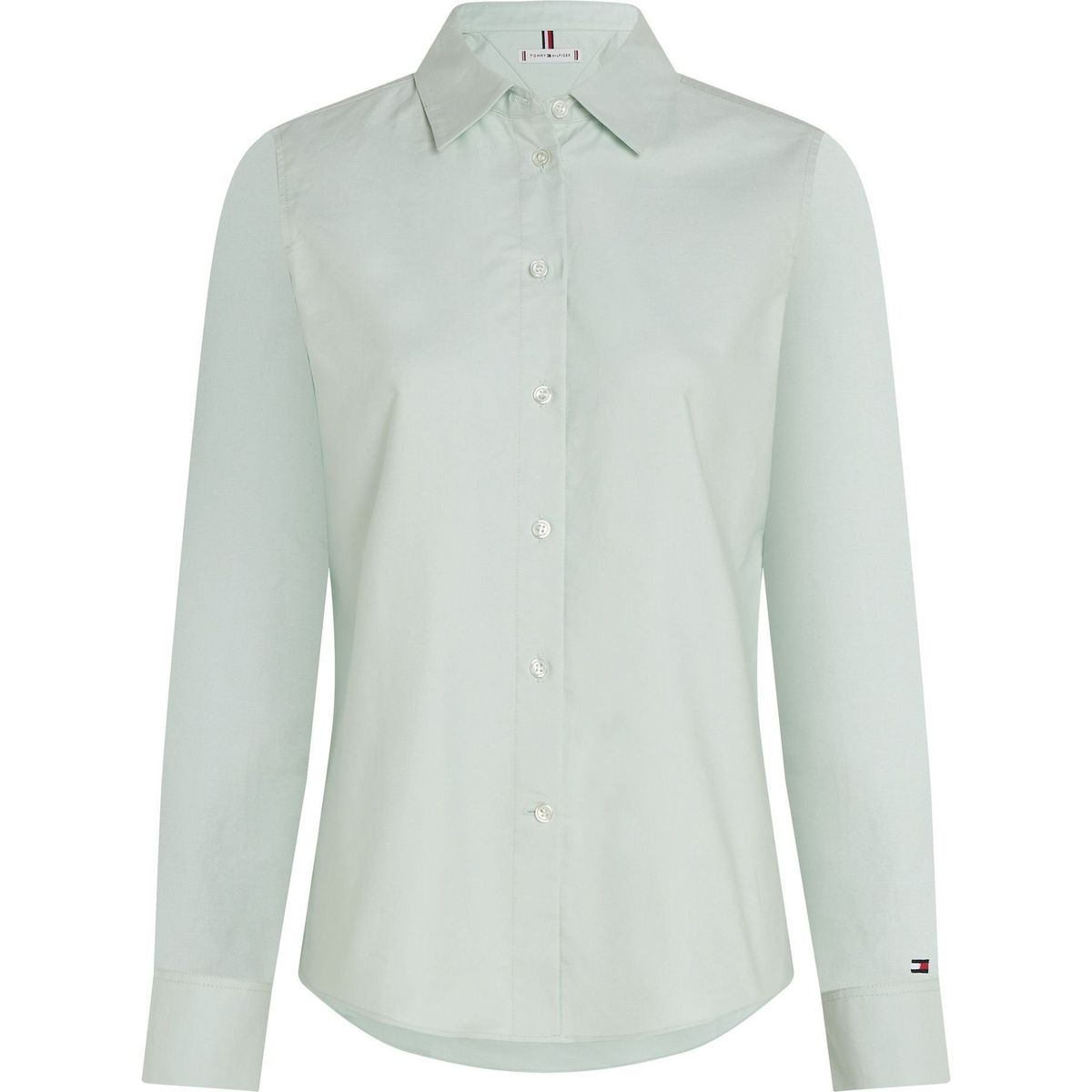 TOMMY HILFIGER - Camisa verde de corte regular con logo bordado Tommy Hilfiger