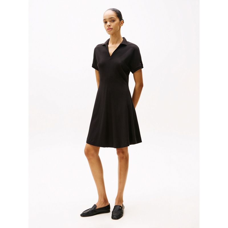 TOMMY HILFIGER - Vestido negro mini tipo polo Tommy Hilfiger