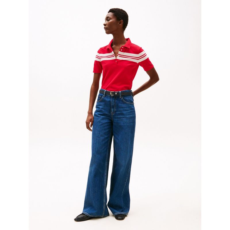 TOMMY HILFIGER - Polo rojo de rayas con corte slim Tommy Hilfiger