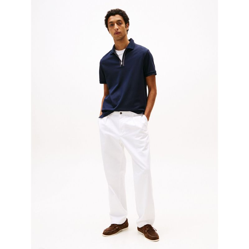 TOMMY HILFIGER - Polo azul de corte regular con cremallera Tommy Hilfiger