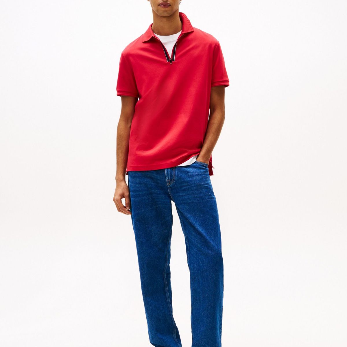 TOMMY HILFIGER - Polo rojo de corte regular con cremallera Tommy Hilfiger