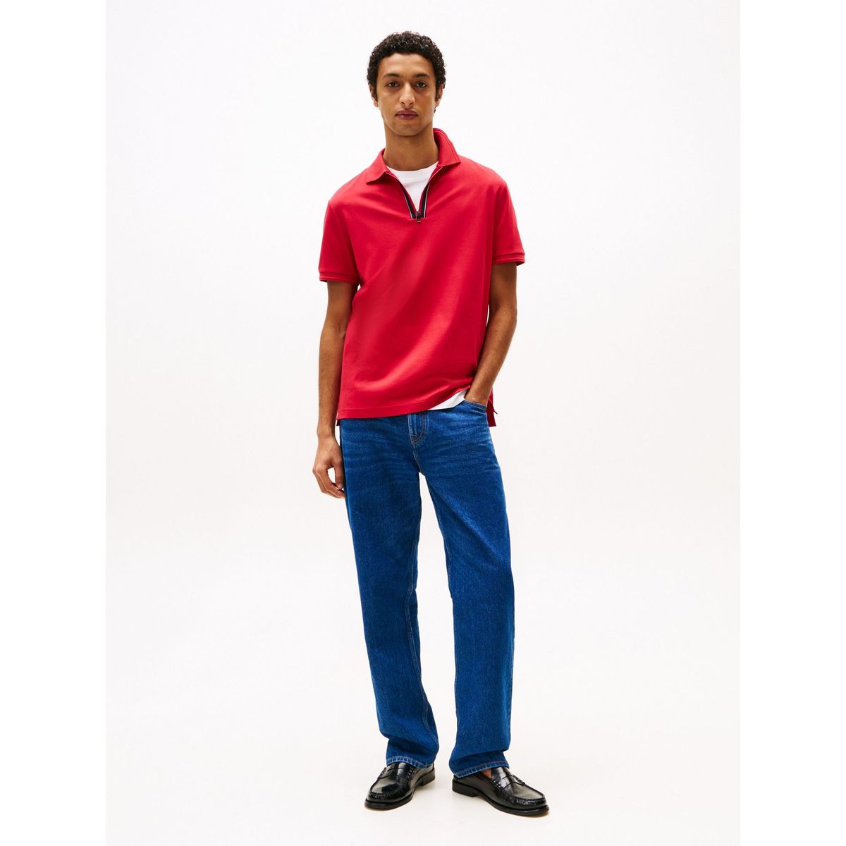 TOMMY HILFIGER - Polo rojo de corte regular con cremallera Tommy Hilfiger