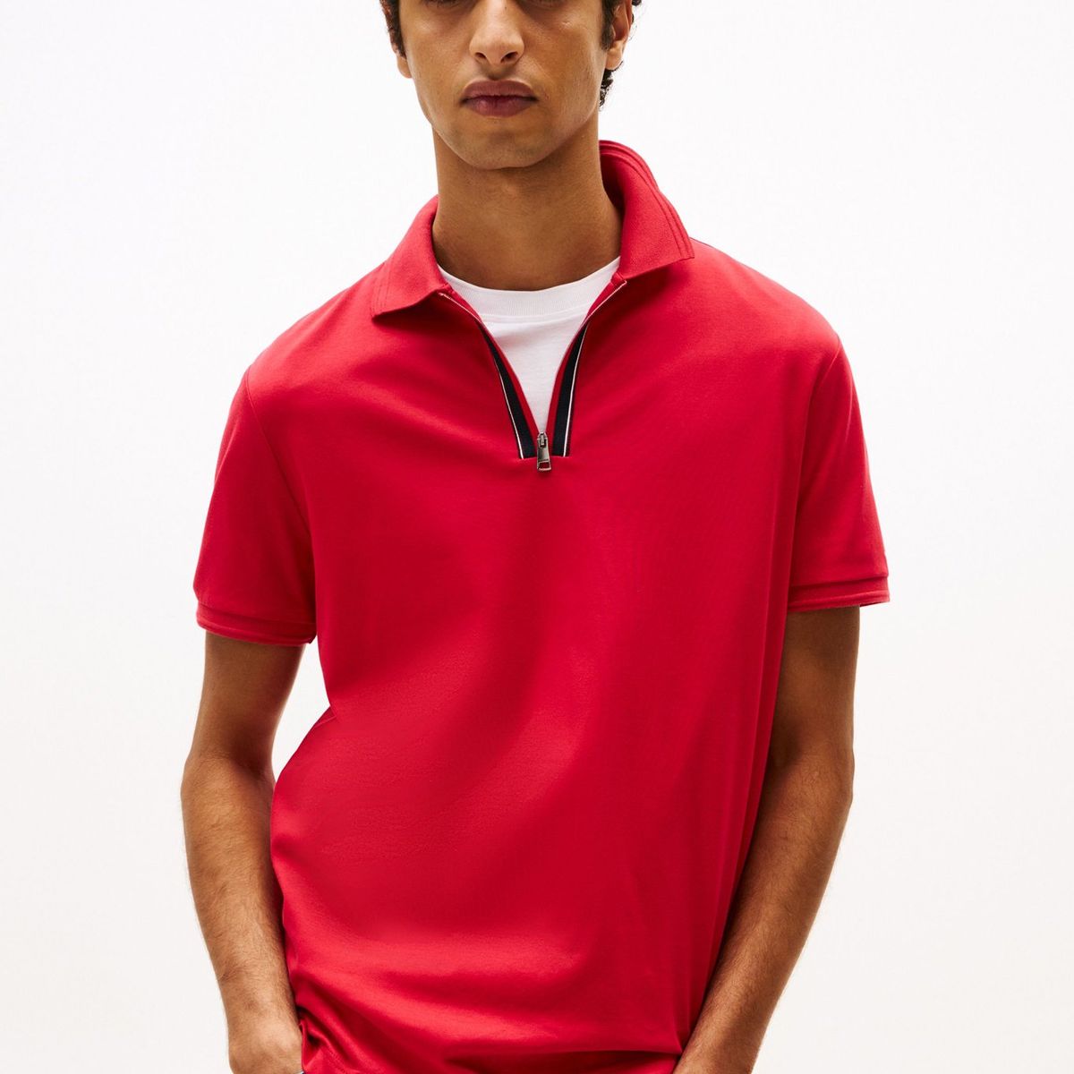 TOMMY HILFIGER - Polo rojo de corte regular con cremallera Tommy Hilfiger