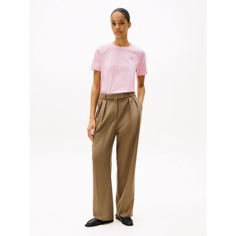 TOMMY HILFIGER - Camiseta rosa con logo a contraste Tommy Hilfiger