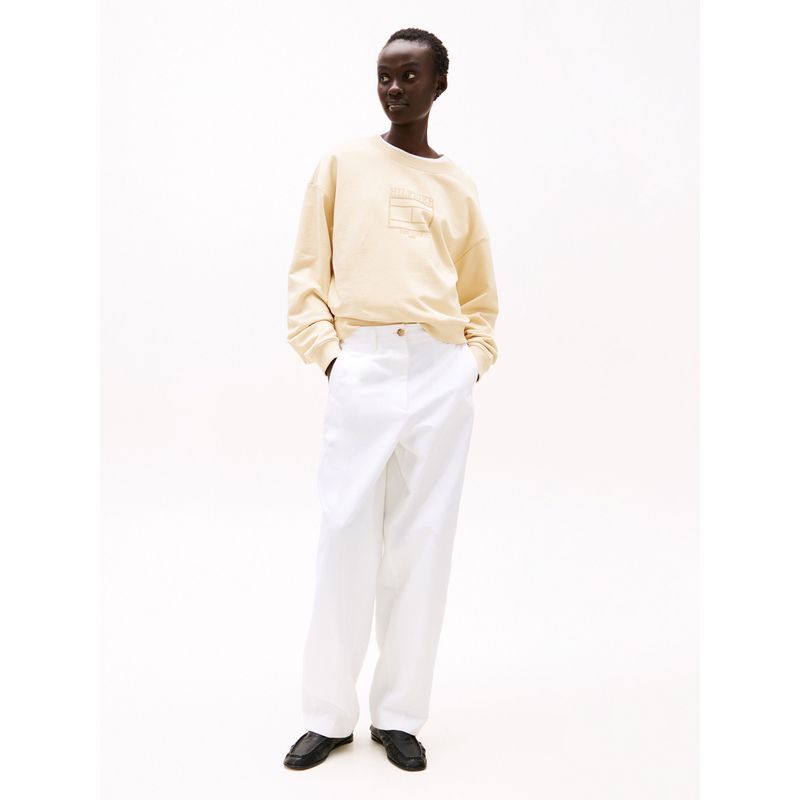 TOMMY HILFIGER - Sacos amarillo / Saco tejido de cuello redondo con logo Tommy Hilfiger