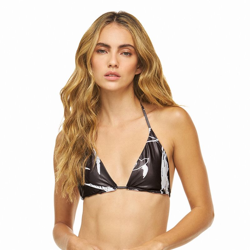 DULZAMARA - Top vestido de baño Dulzamara negro ajustable emuna