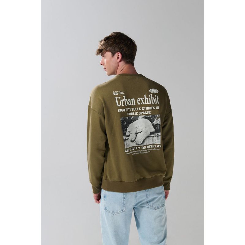 KOAJ - KOAJ Buzo cuello redondo oversize estampado en frente y espald HOMBRE